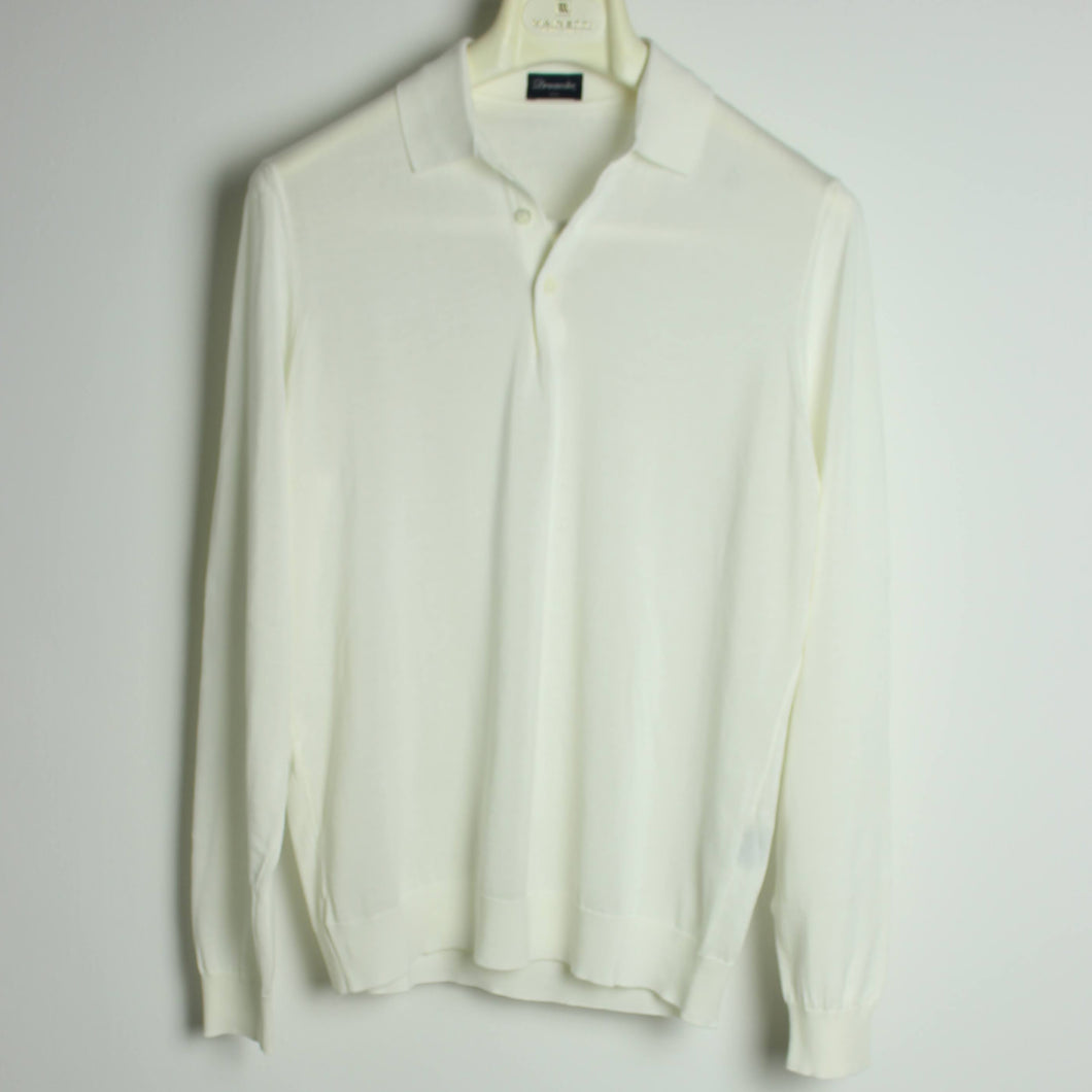 [Knit polo] Drumhr long sleeves charcoal　