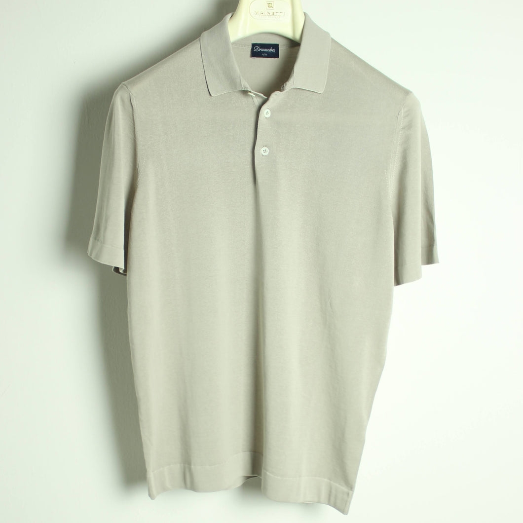[Knit polo] Drumhr short sleeve gray　