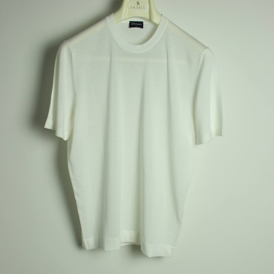 [Knit crew neck] Drumhr white short sleeve