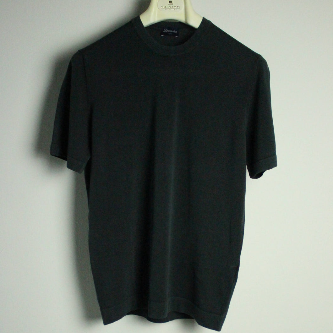 [Knit crew neck] Drumhr charcoal short sleeve